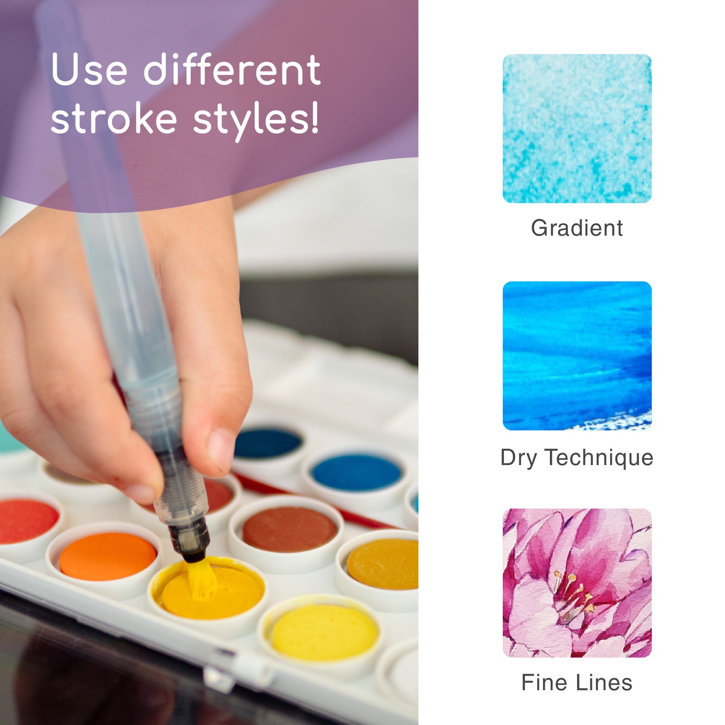 Water Painting Brush Set with Refillable Tube (6 Pens)