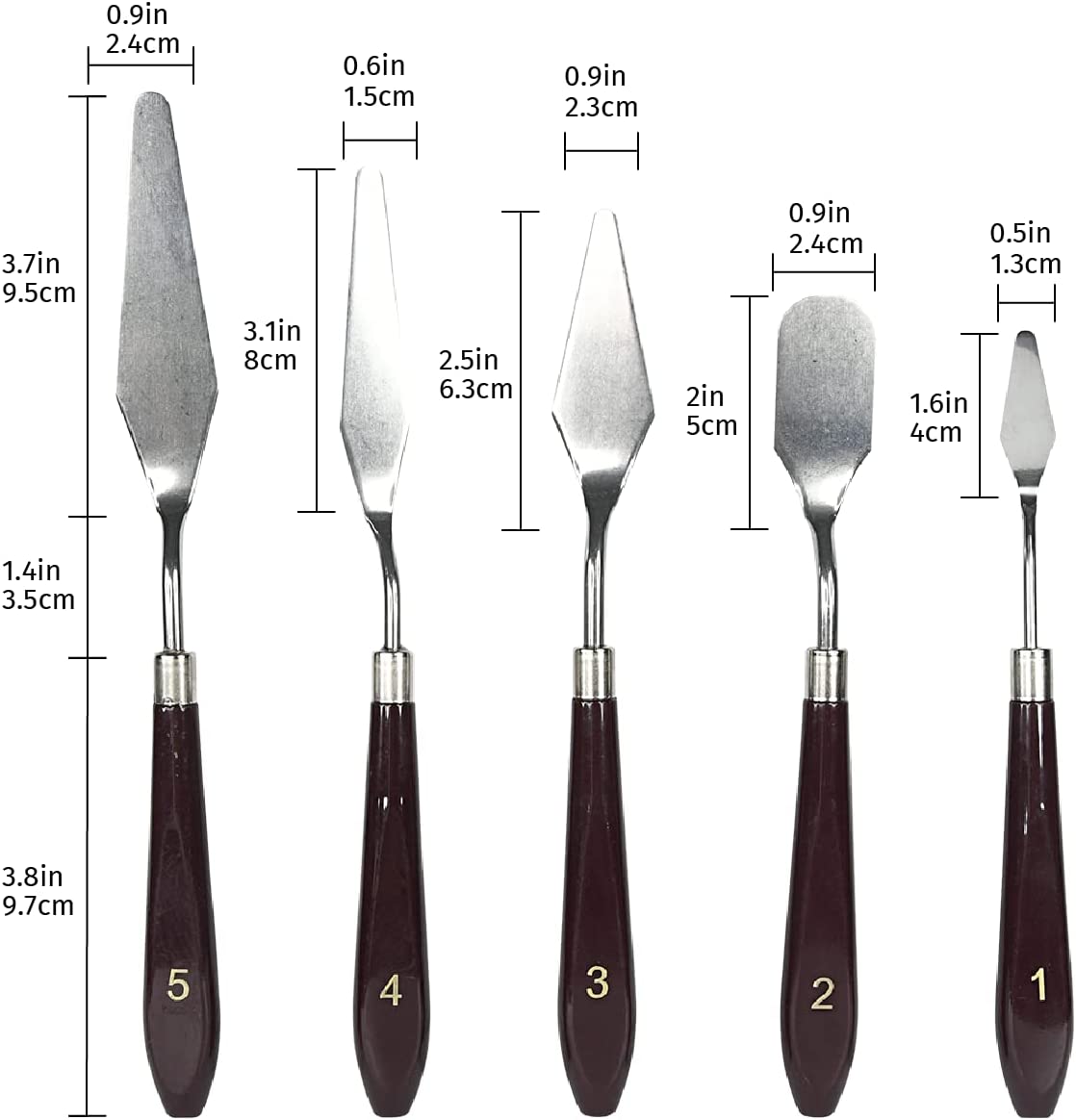 5 Pieces Stainless Steel Palette Spatula Set